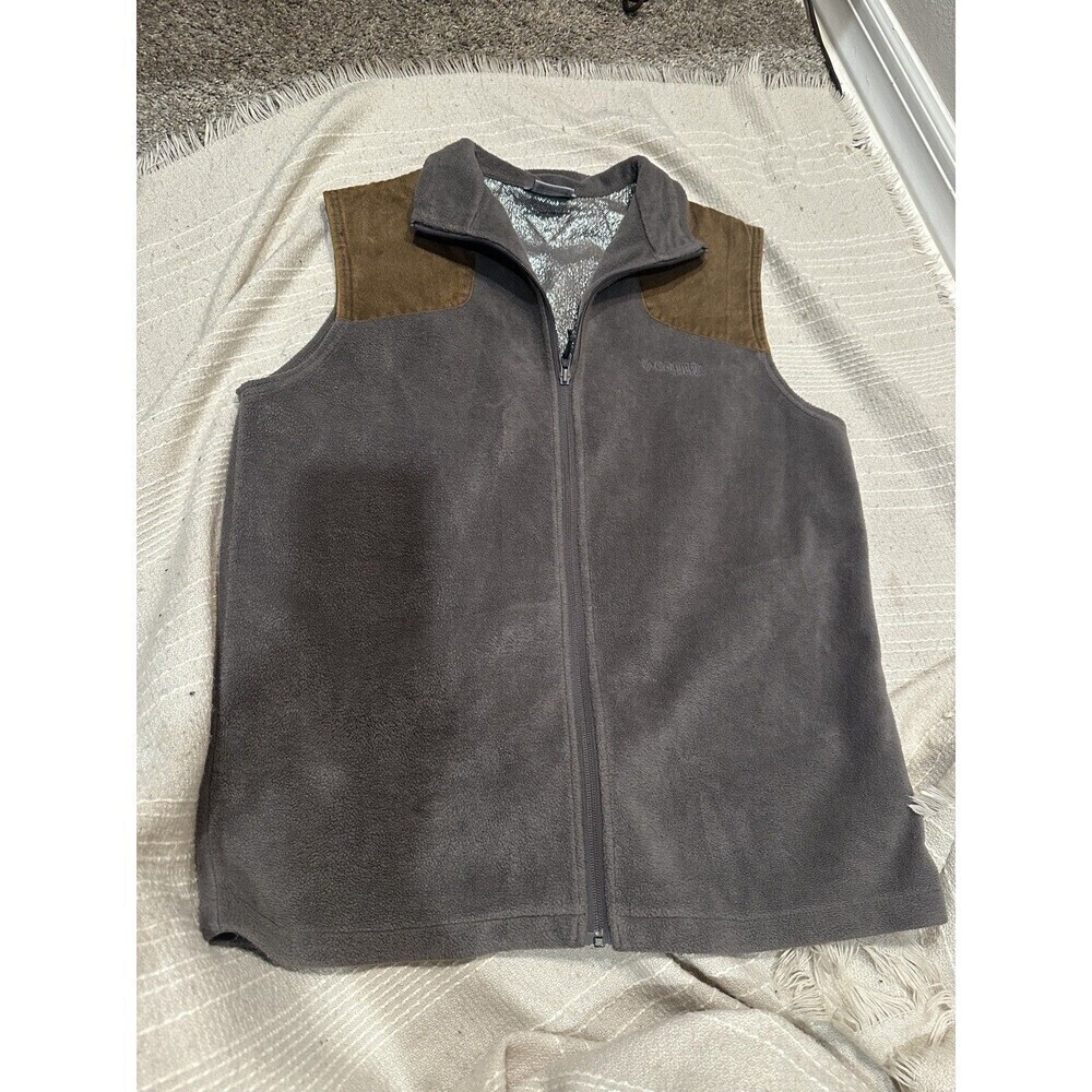 Columbia Sweater Vest Mens Medium Dark brown Lightweight Casual Full Zip Fleece